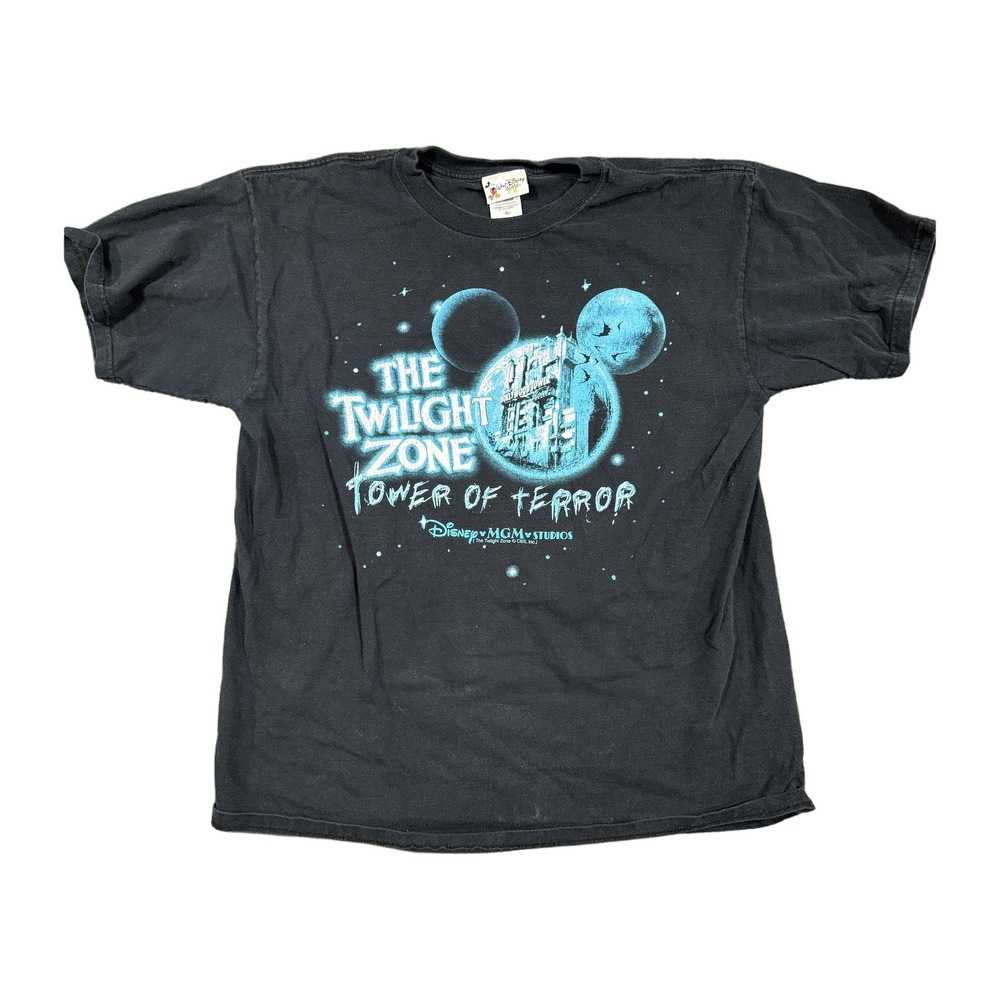 Vintage Disney Tower of Terror Twilight Zone T-Shirt Black Large MGM Studios